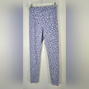 Glyder Sultry Rib Leggings Periwinkle Leopard Print Yoga Pilates Workout, size M